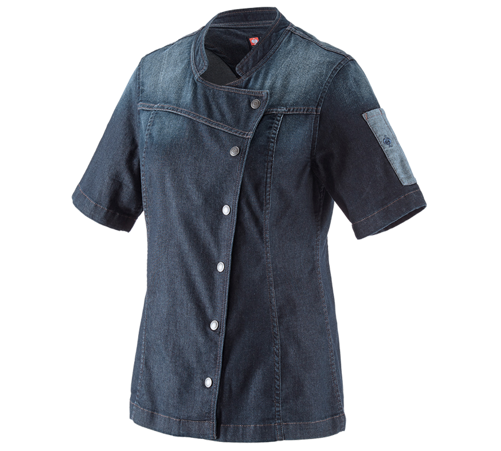 Maglie | Pullover | Bluse: e.s. giacca da cuoco denim, donna + mediumwashed