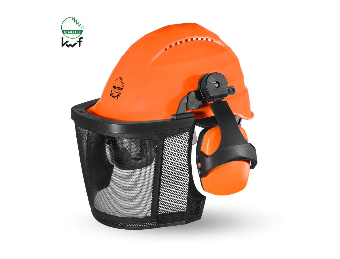 Forst- / Schnittschutzkleidung: KWF Forst-Schutzhelmkombination Professional + orange