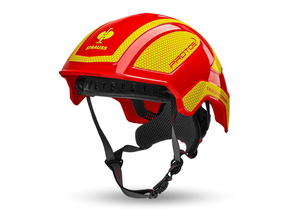 Elmetto protettivo: e.s. casco per scalatore e arrampicatore Protos® + rosso fuoco/giallo