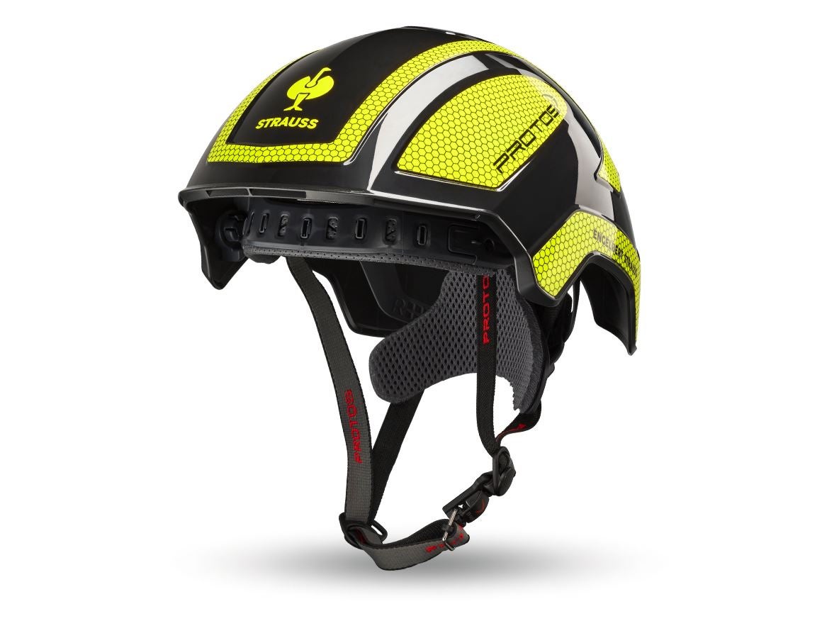 Elmetto protettivo: e.s. casco per scalatore e arrampicatore Protos® + nero/giallo fluo