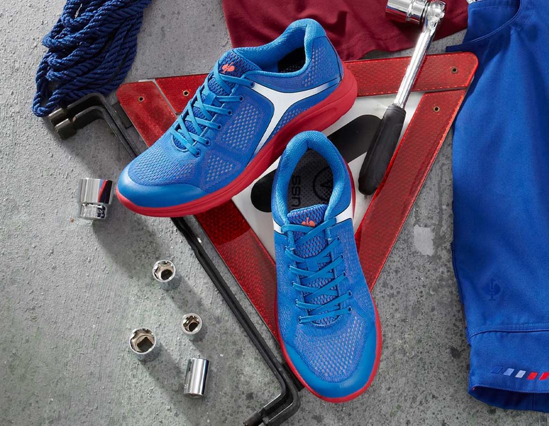 O1: e.s. O1 scarpe da lavoro Asterope + blu genziana/rosso fuoco