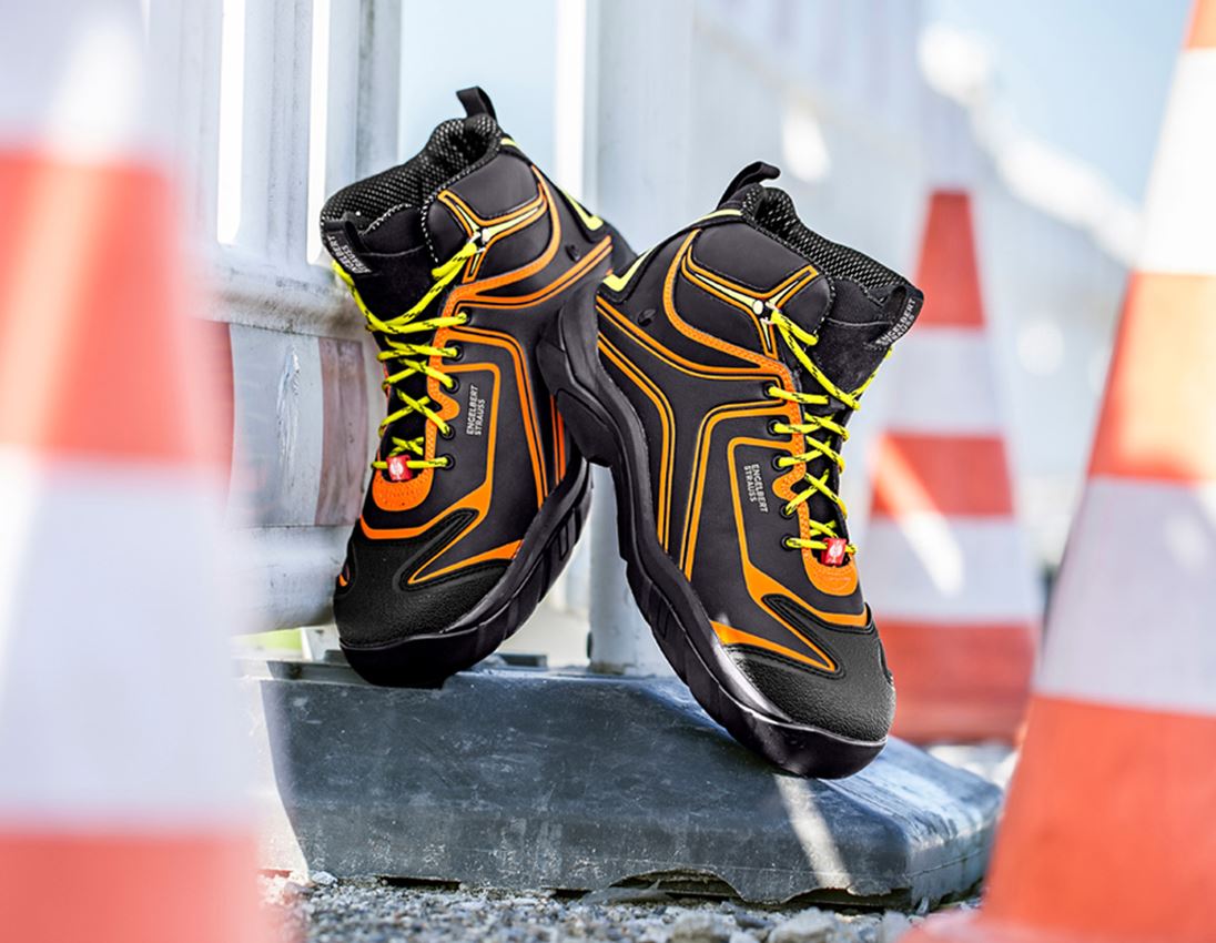 S3: e.s. S3 scarpe antinfortunistiche Kajam + nero/arancio fluo/giallo fluo