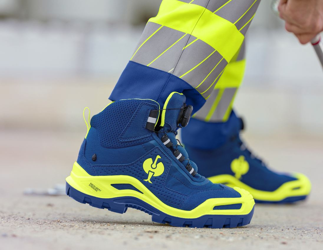 Scarpe: S3 scarpe antinfortunistiche e.s. Kastra II mid + blu reale/giallo fluo