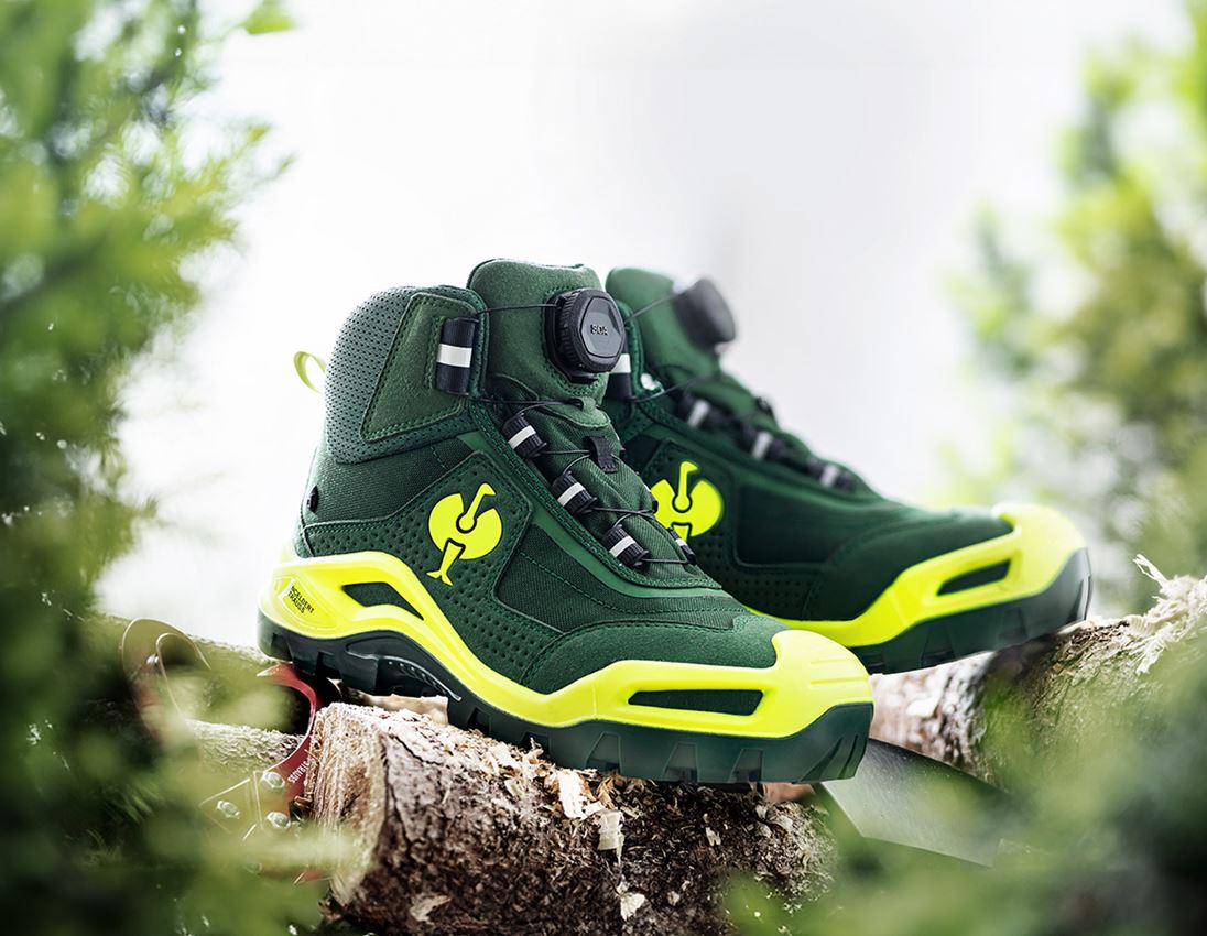 Scarpe: S3 scarpe antinfortunistiche e.s. Kastra II mid + verde/giallo fluo