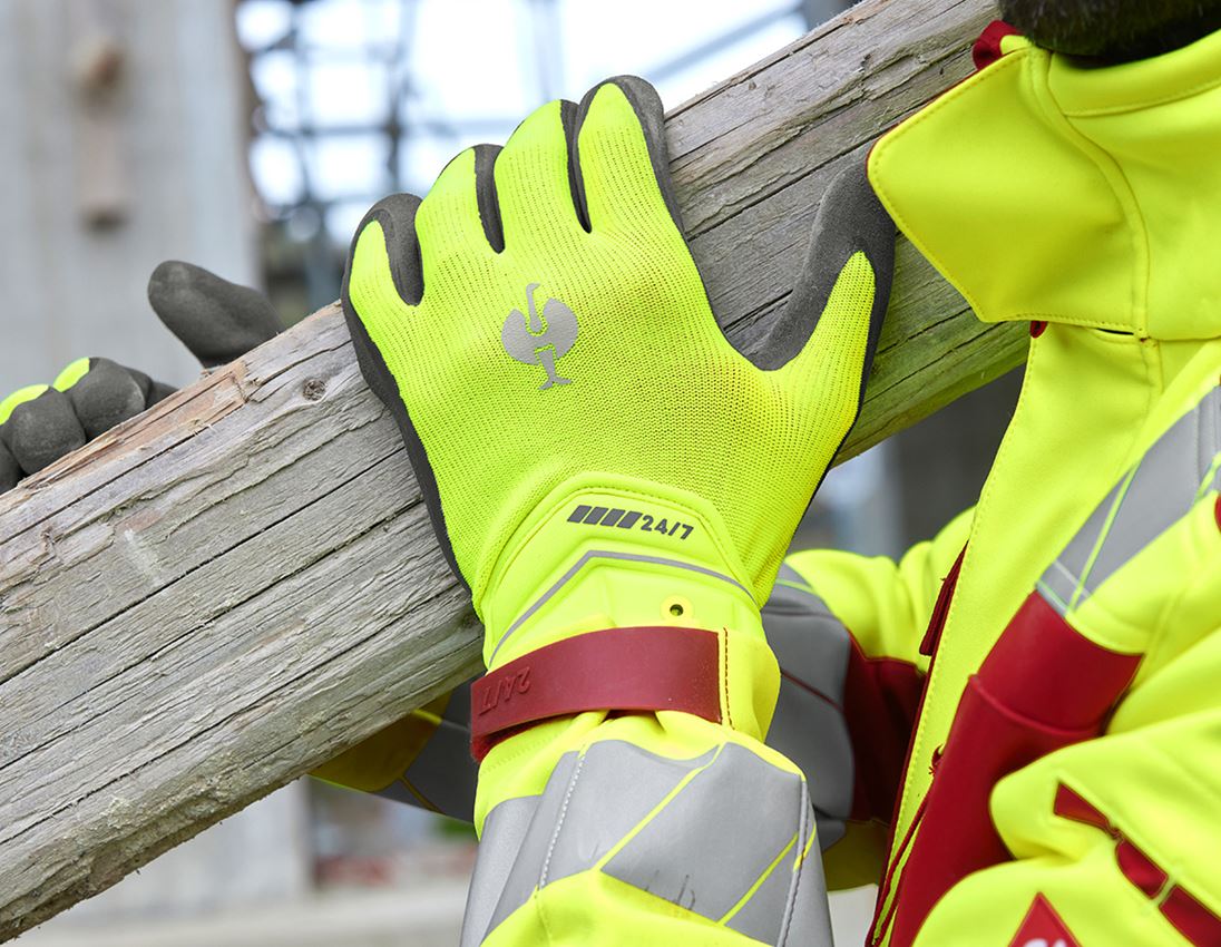 Arbeitsschutz: Hybrid Handschuhe e.s.motion 24/7 + warngelb/anthrazit