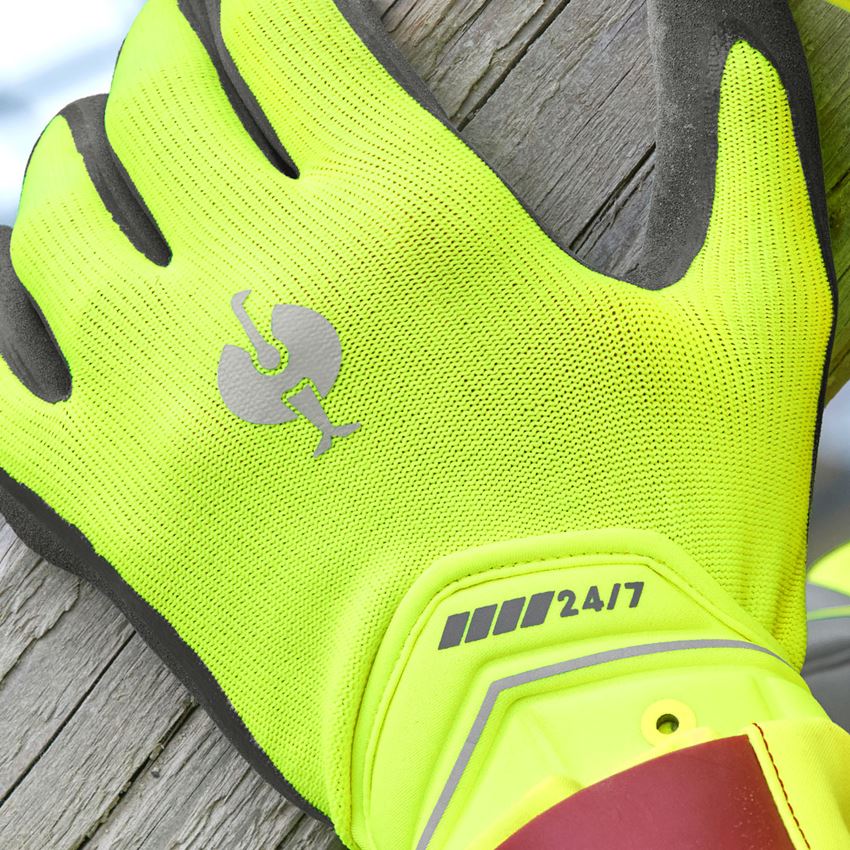 Arbeitsschutz: Hybrid Handschuhe e.s.motion 24/7 + warngelb/anthrazit 2