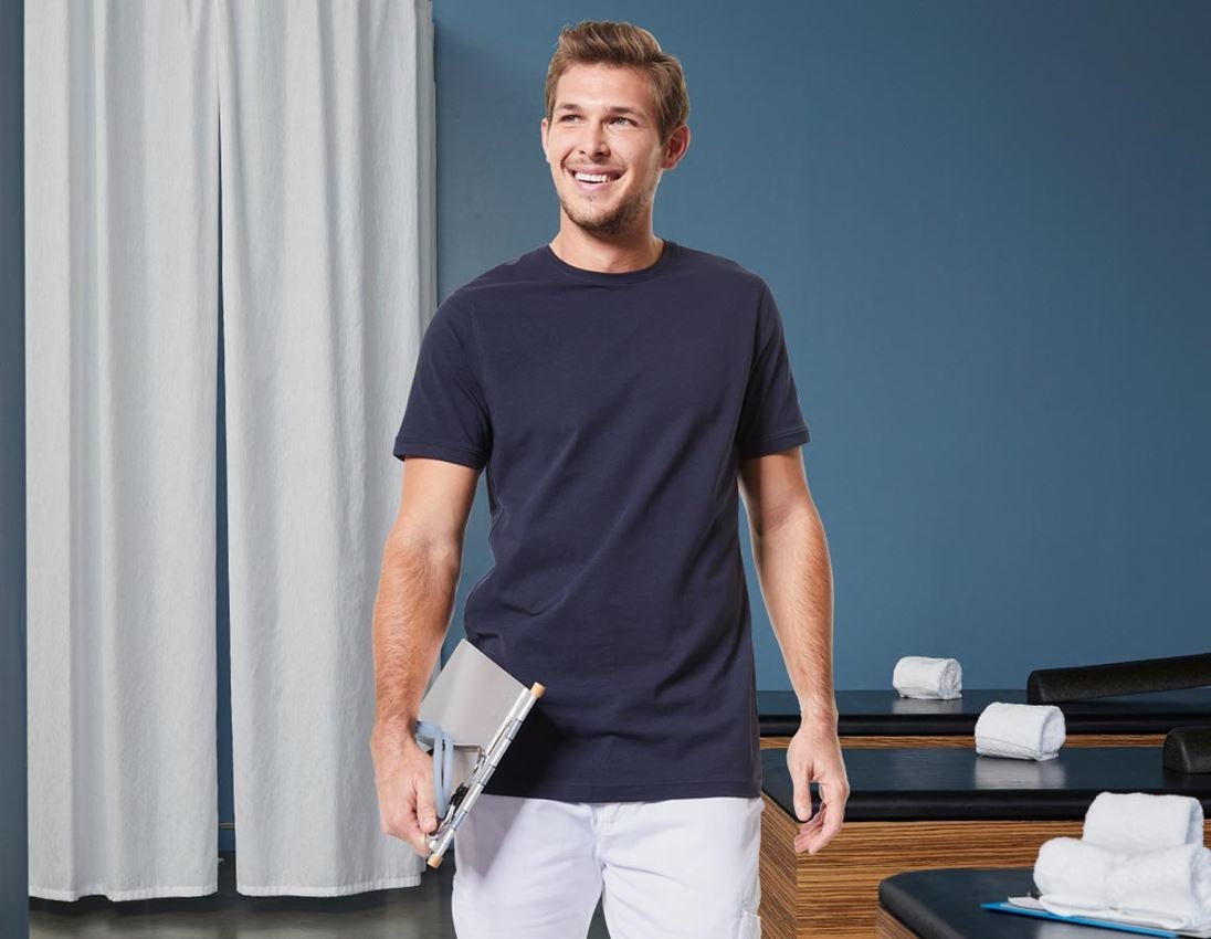 Temi: e.s. t-shirt cotton stretch, long fit + blu scuro