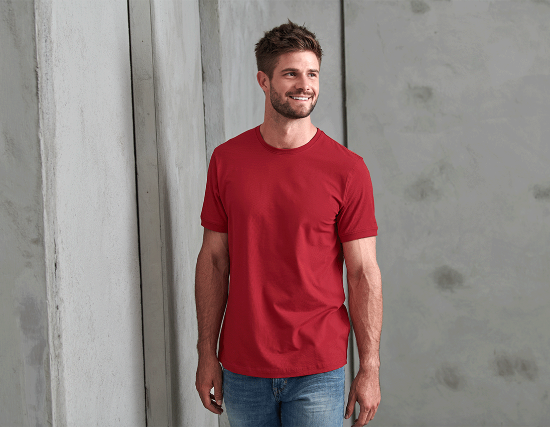 Maglie | Pullover | Camicie: e.s. t-shirt cotton stretch + rosso fuoco