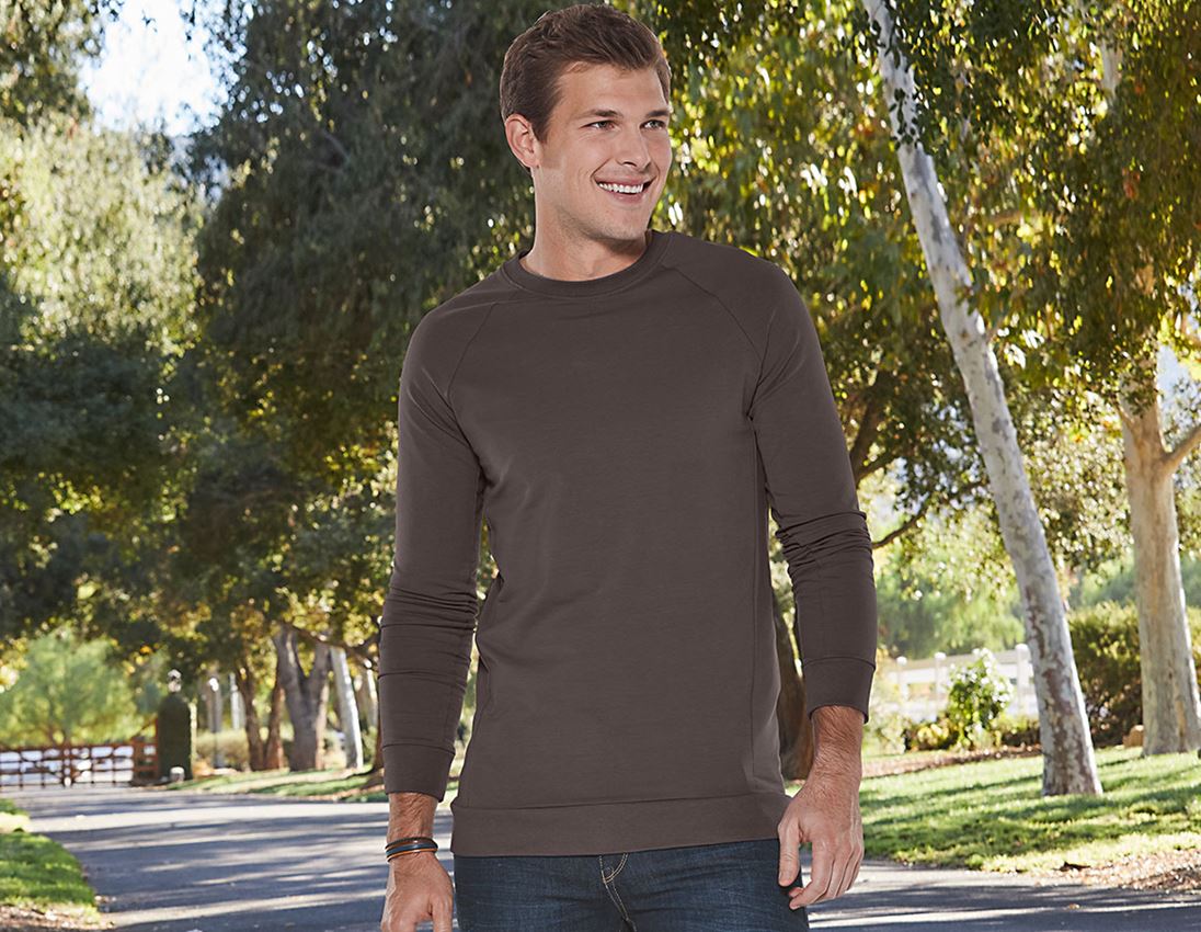 Maglie | Pullover | Camicie: e.s. felpa cotton stretch, long fit + castagna