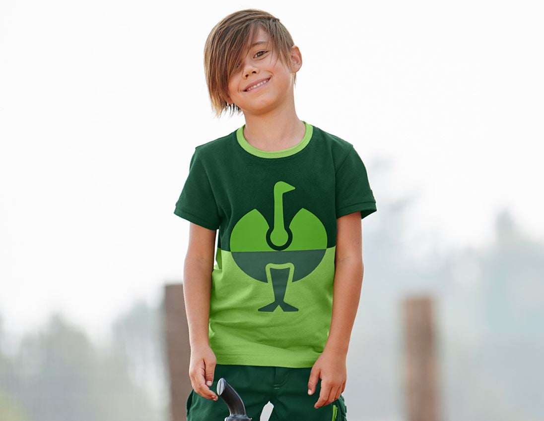 Temi: e.s. Piqué-Shirt colourblock, bambino + verde/verde mare