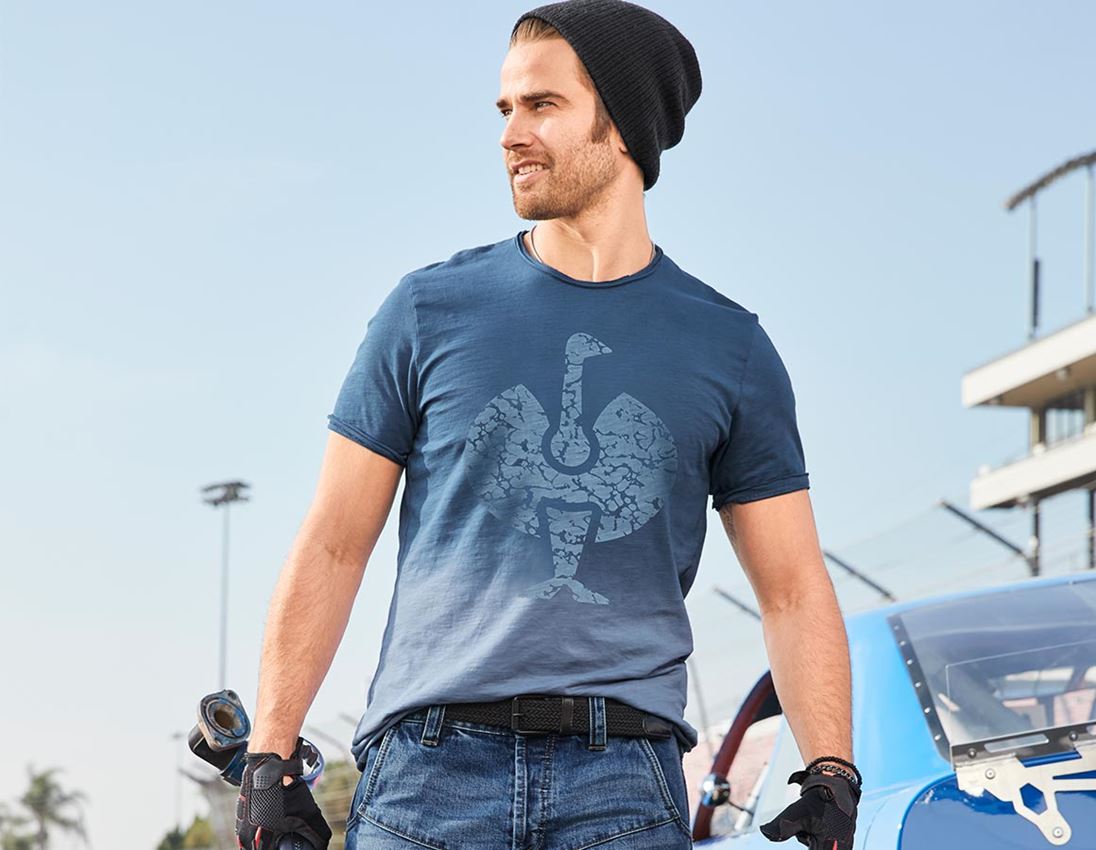 Maglie | Pullover | Camicie: e.s. t-shirt workwear ostrich + blu antico vintage