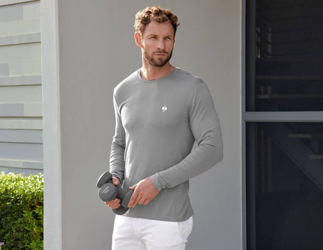 Maglie | Pullover | Camicie: Longsleeve in modal e.s.concrete + grigio perla 3