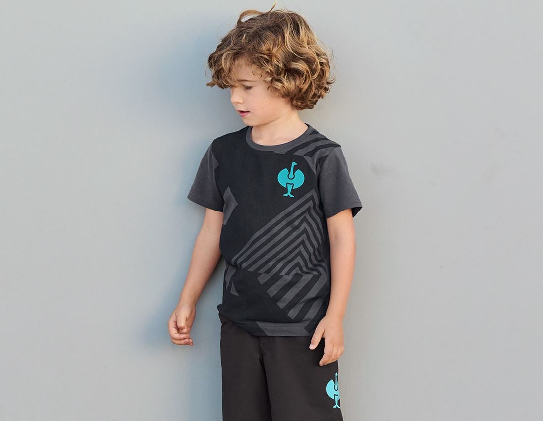 Temi: T-shirt e.s.trail graphic, bambino + nero/antracite /turchese lapis