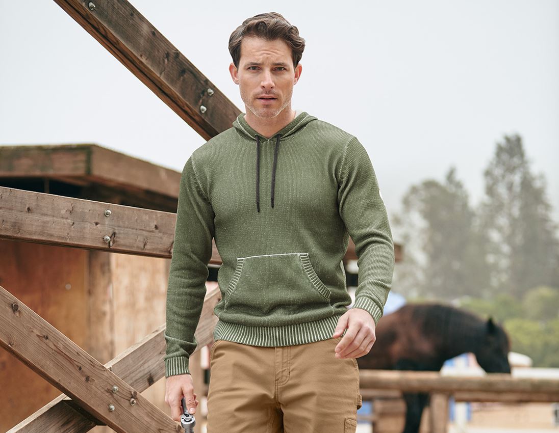 Maglie | Pullover | Camicie: Hoody in maglia e.s.iconic + verde montagna