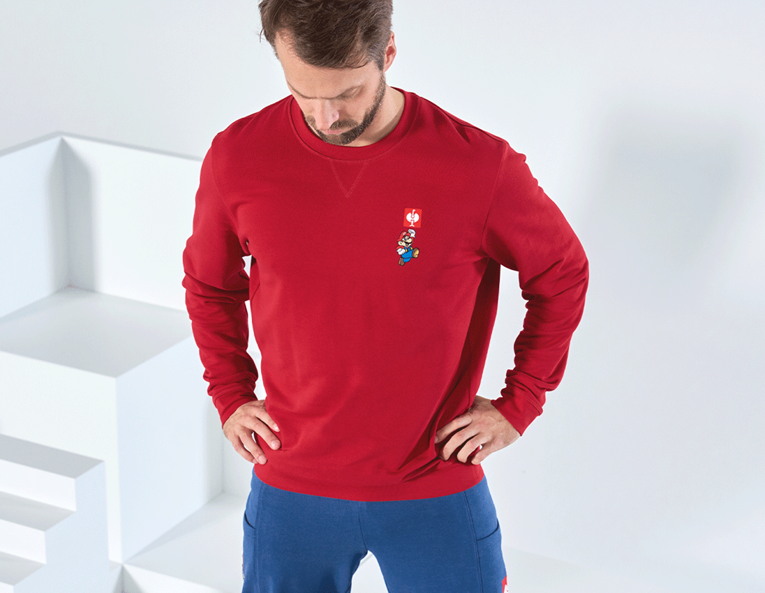 Shirts & Co.: Super Mario Sweatshirt, Herren + feuerrot