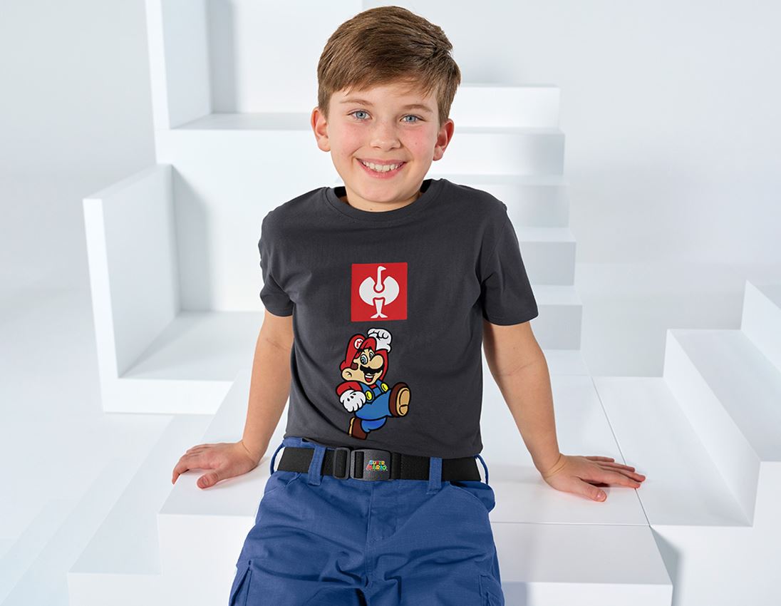 Maglie | Pullover | T-Shirt: Super Mario t-shirt, bambino + antracite 