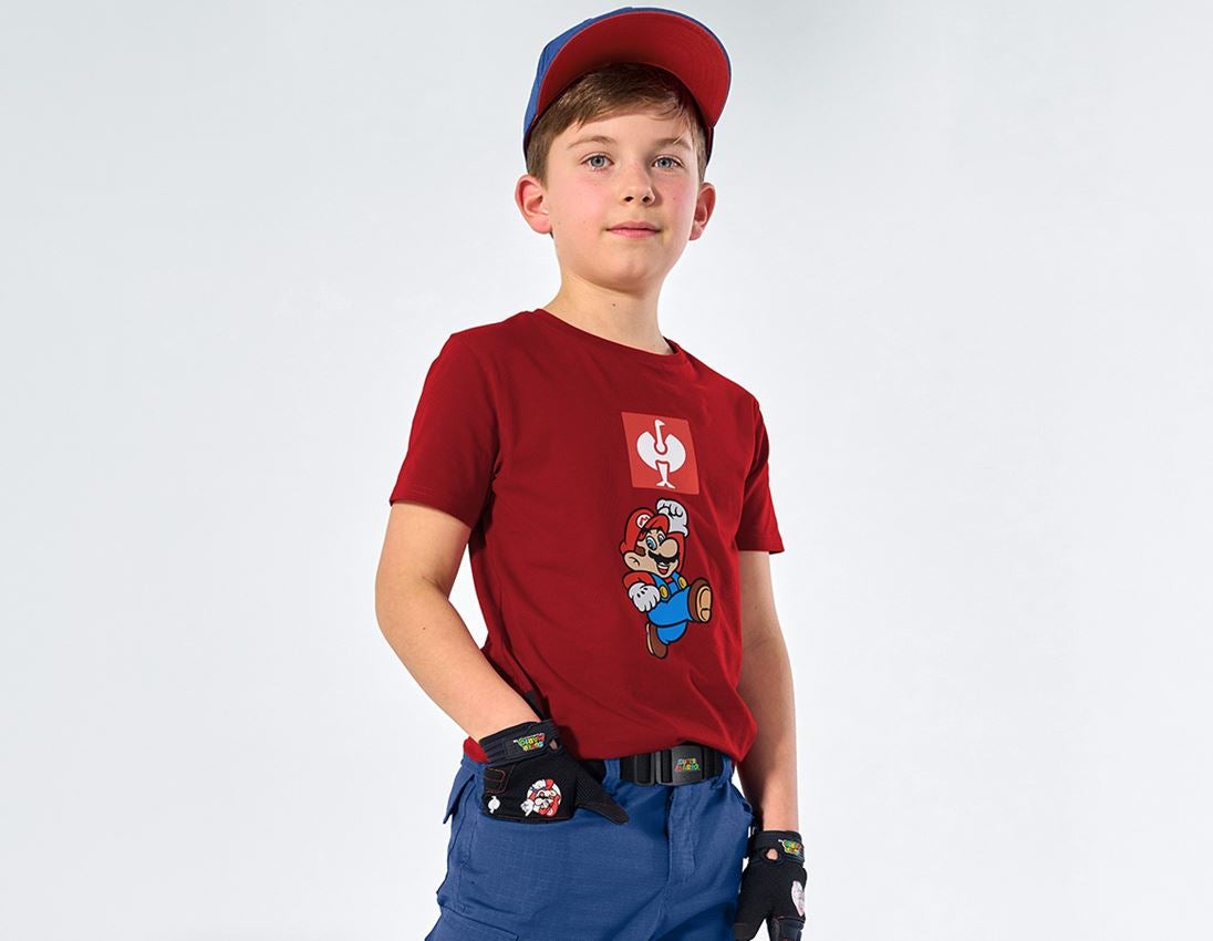 Maglie | Pullover | T-Shirt: Super Mario t-shirt, bambino + rosso fuoco
