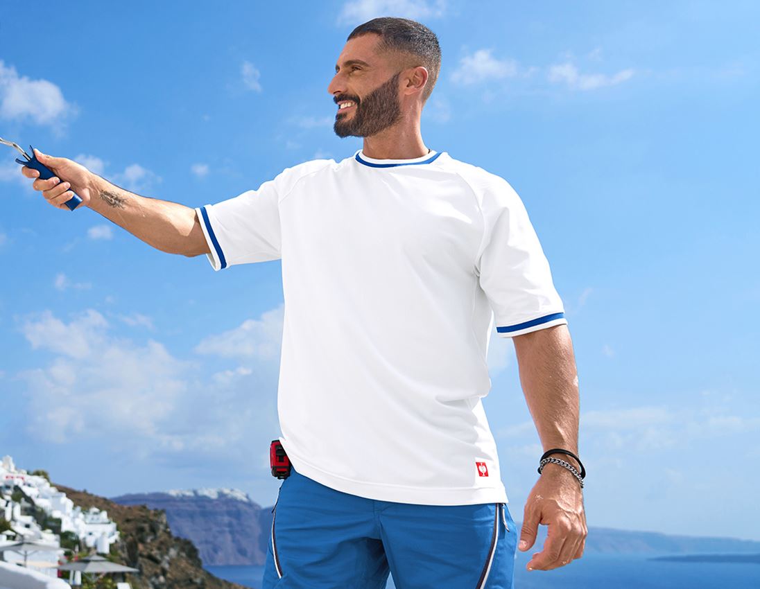 Abbigliamento: T-shirt funzionale e.s.ambition + bianco/blu genziana