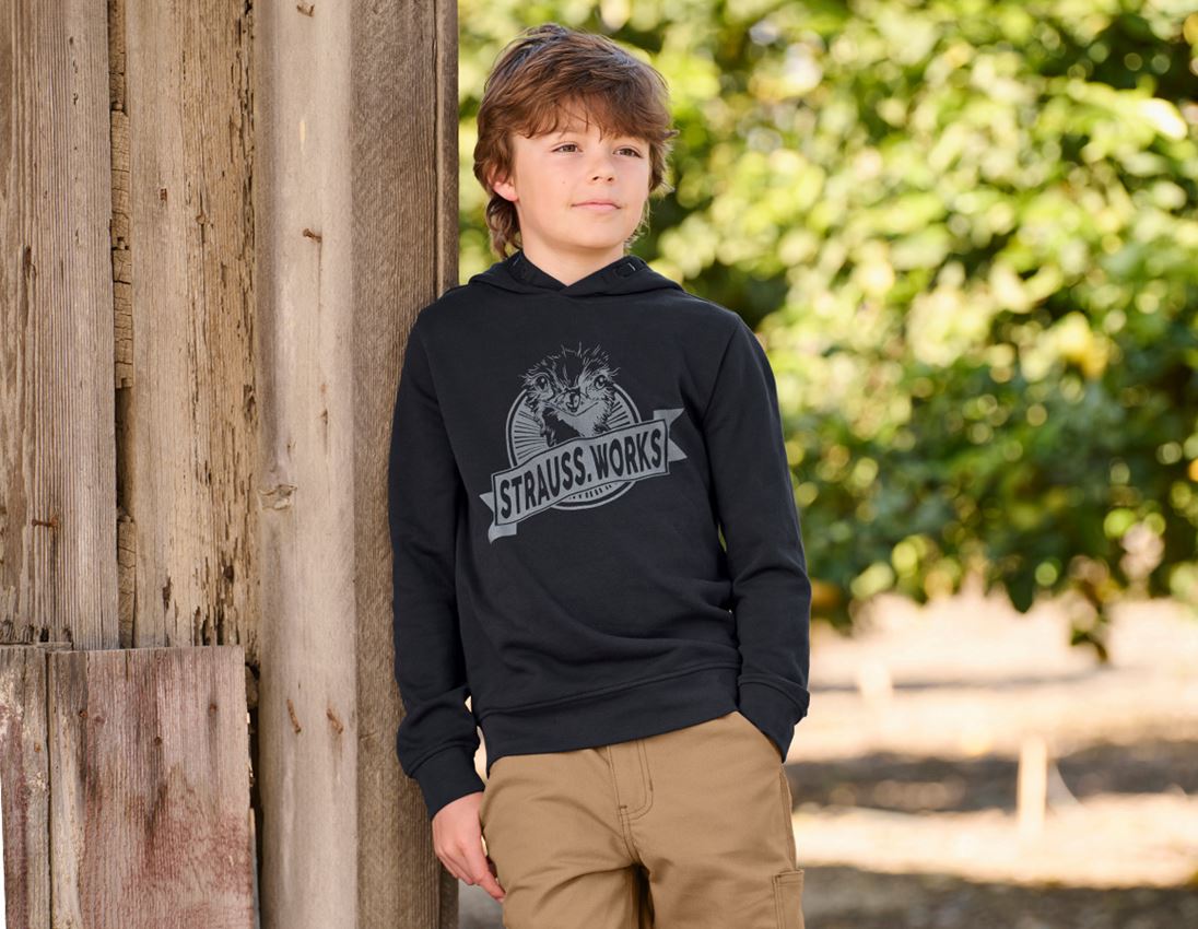 Bekleidung: Hoody-Sweatshirt e.s.iconic works, Kinder + schwarz