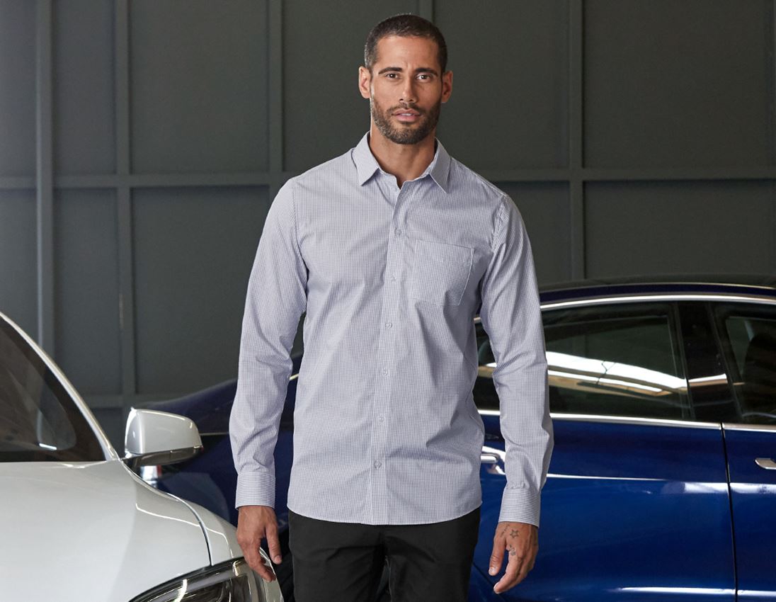 Maglie | Pullover | Camicie: e.s. camicia Business cotton stretch, regular fit + grigio nebbia a scacchi