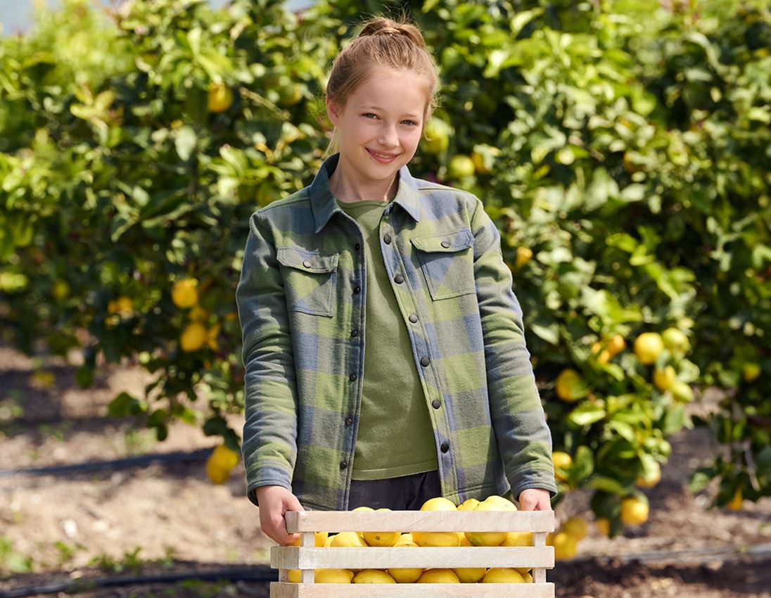 Maglie | Pullover | T-Shirt: Camicia a scacchi Allseason e.s.iconic, bambino + verde montagna/blu ossido