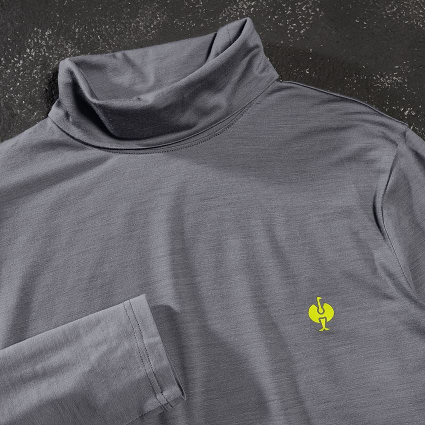 Maglie | Pullover | Camicie: Maglia a collo alto merino e.s.trail + grigio basalto/giallo acido 2