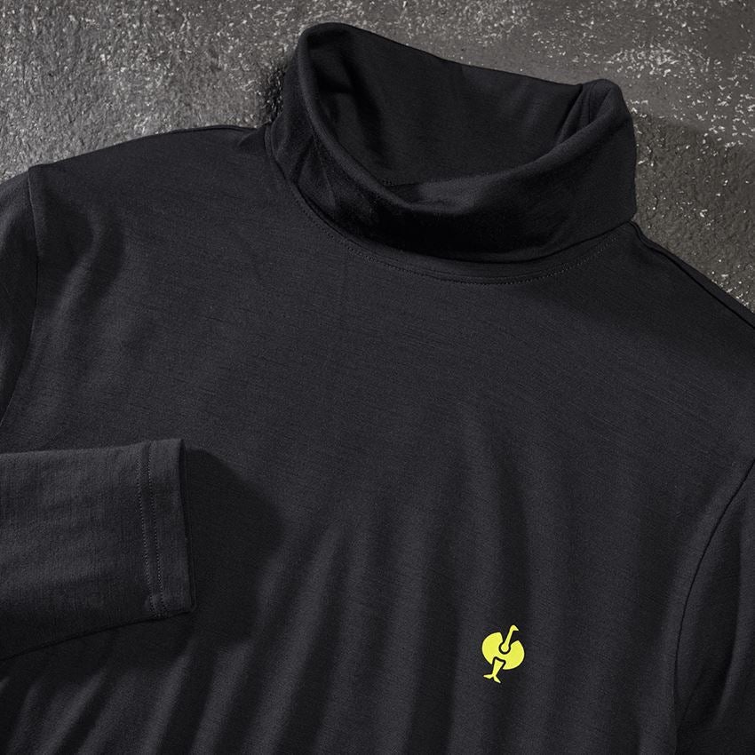 Maglie | Pullover | Camicie: Maglia a collo alto merino e.s.trail + nero/giallo acido 2