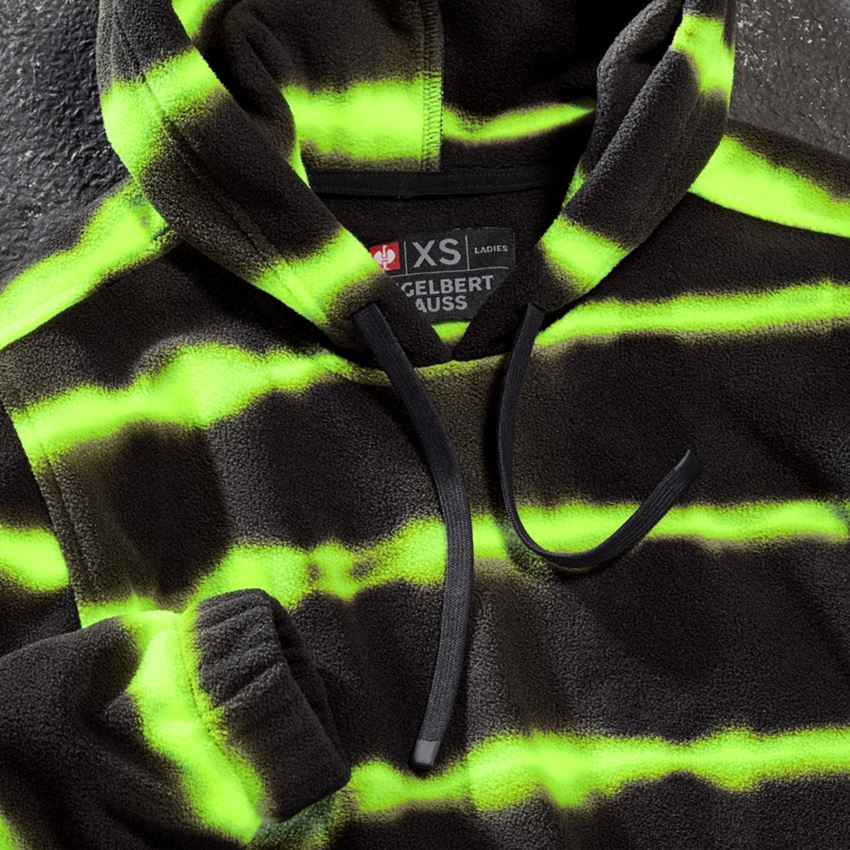 Maglie | Pullover | Bluse: Hoody in pile tie-dye e.s.motion ten, donna + nero/giallo fluo 2