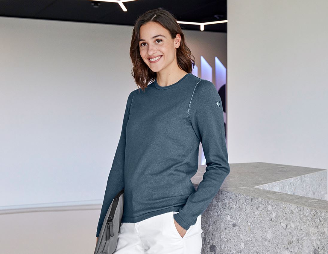 Maglie | Pullover | Bluse: Pullover in maglia e.s.iconic, donna + blu ossido 5