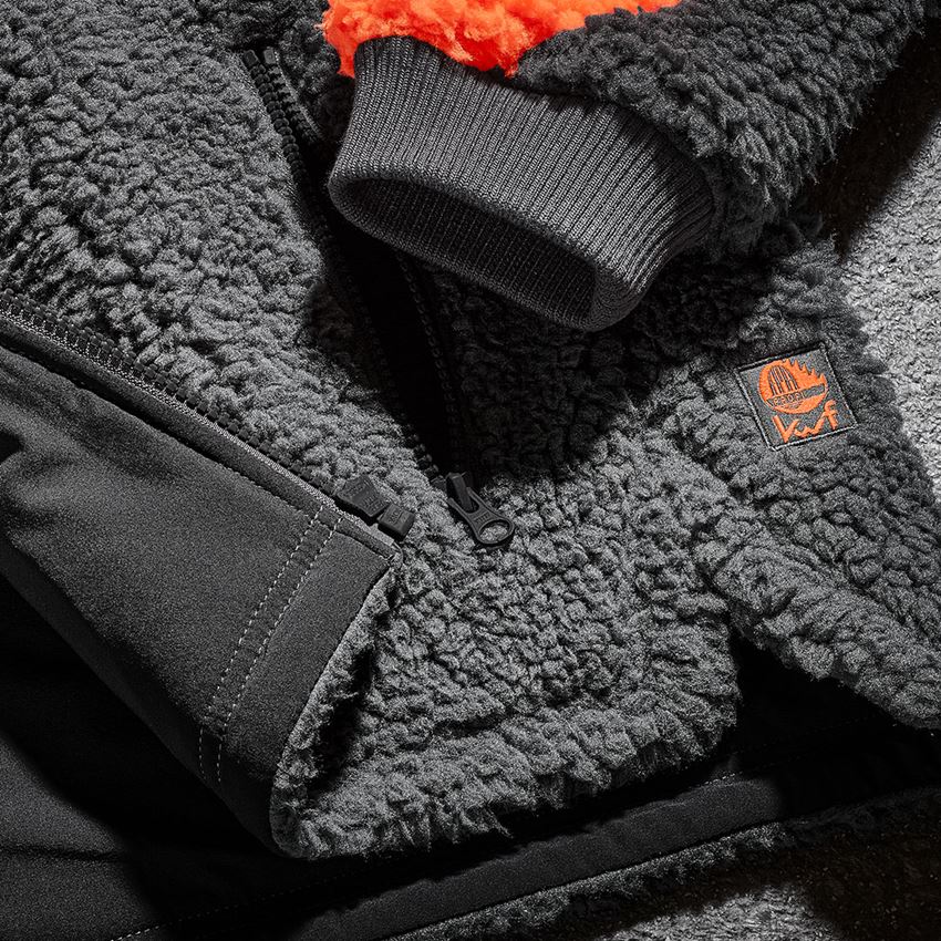 Freddo: e.s. giacca forestale in finta pelliccia + arancio fluo/grigio carbone 2