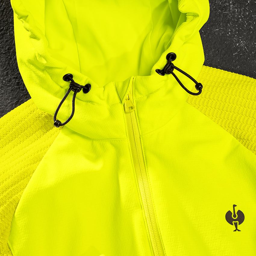 Abbigliamento: Giacca ibr. in maglia c.cappuccio e.s.trail, donna + giallo acido/nero 2