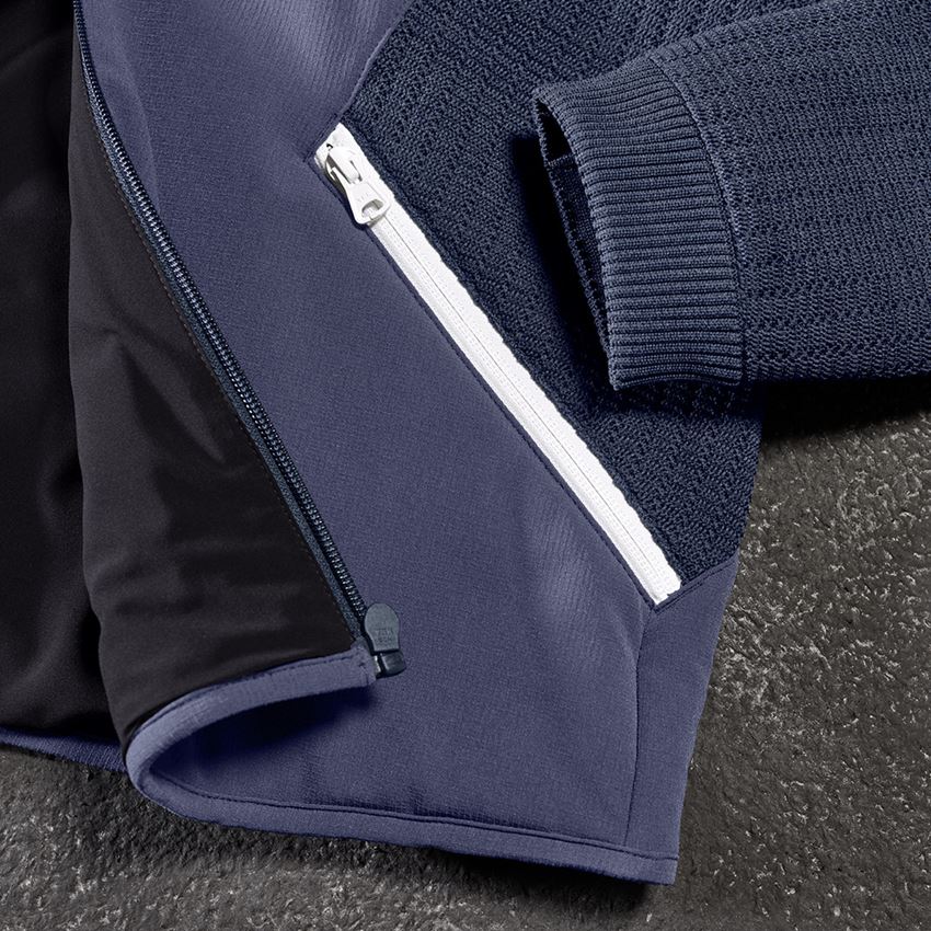 Giacche: Giacca ibrida in maglia con cappuccio e.s.trail + blu profondo/bianco 2
