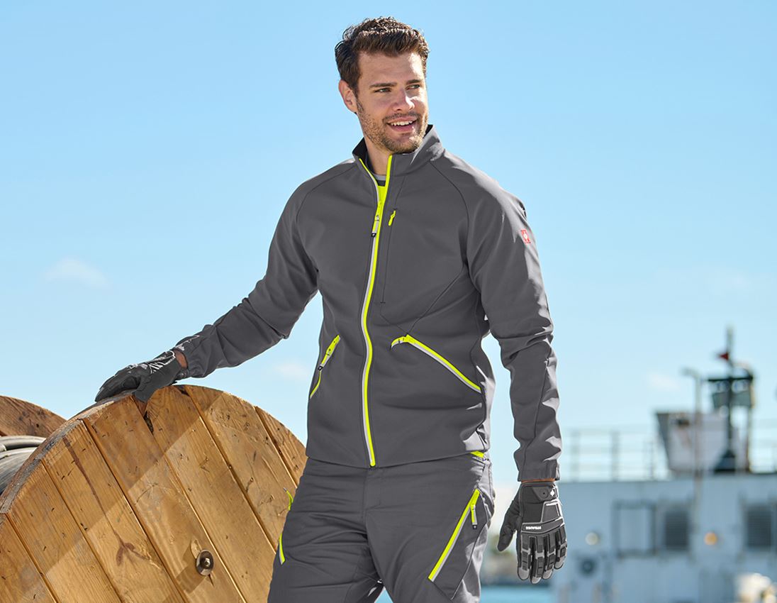 Giacche: Giacca Softshell e.s.ambition + antracite /giallo fluo