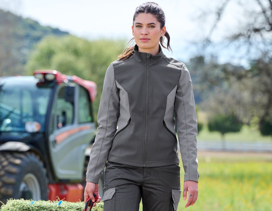 Giacche da lavoro: Giacca Softshell e.s.trail pure, donna + grigio carbone/grigio basalto