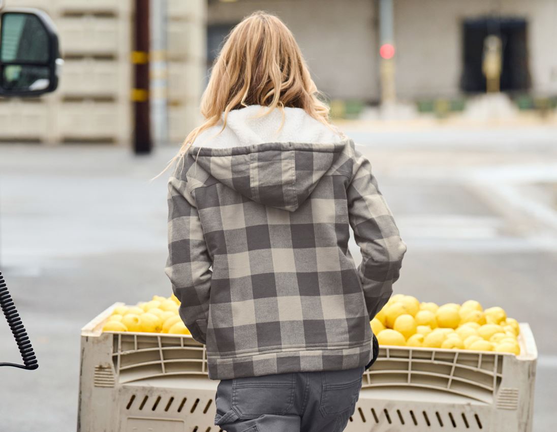 Bekleidung: Karo-Kapuzenjacke e.s.iconic, Damen + delphingrau/carbongrau 2