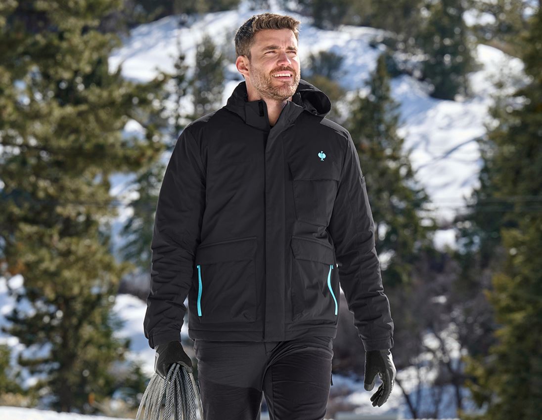 Bekleidung: Winterjacke e.s.trail + schwarz/lapistürkis