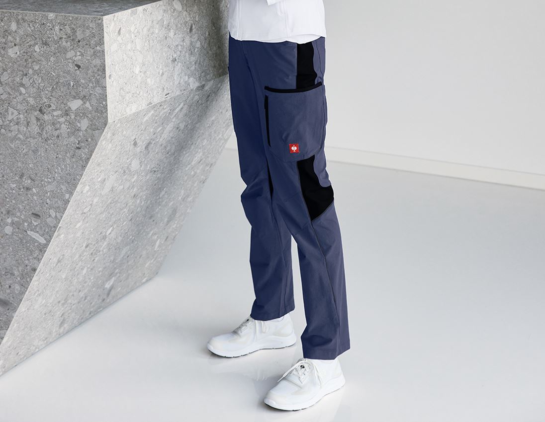 Pantaloni da lavoro: Pantaloni cargo e.s.vision stretch, donna + blu profondo