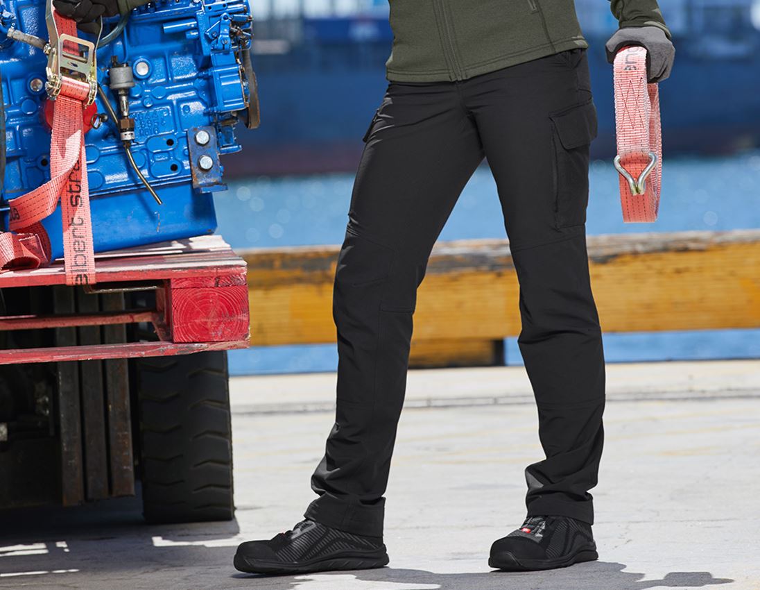 Pantaloni da lavoro: Pantaloni cargo funz. e.s.dynashield solid, donna + nero