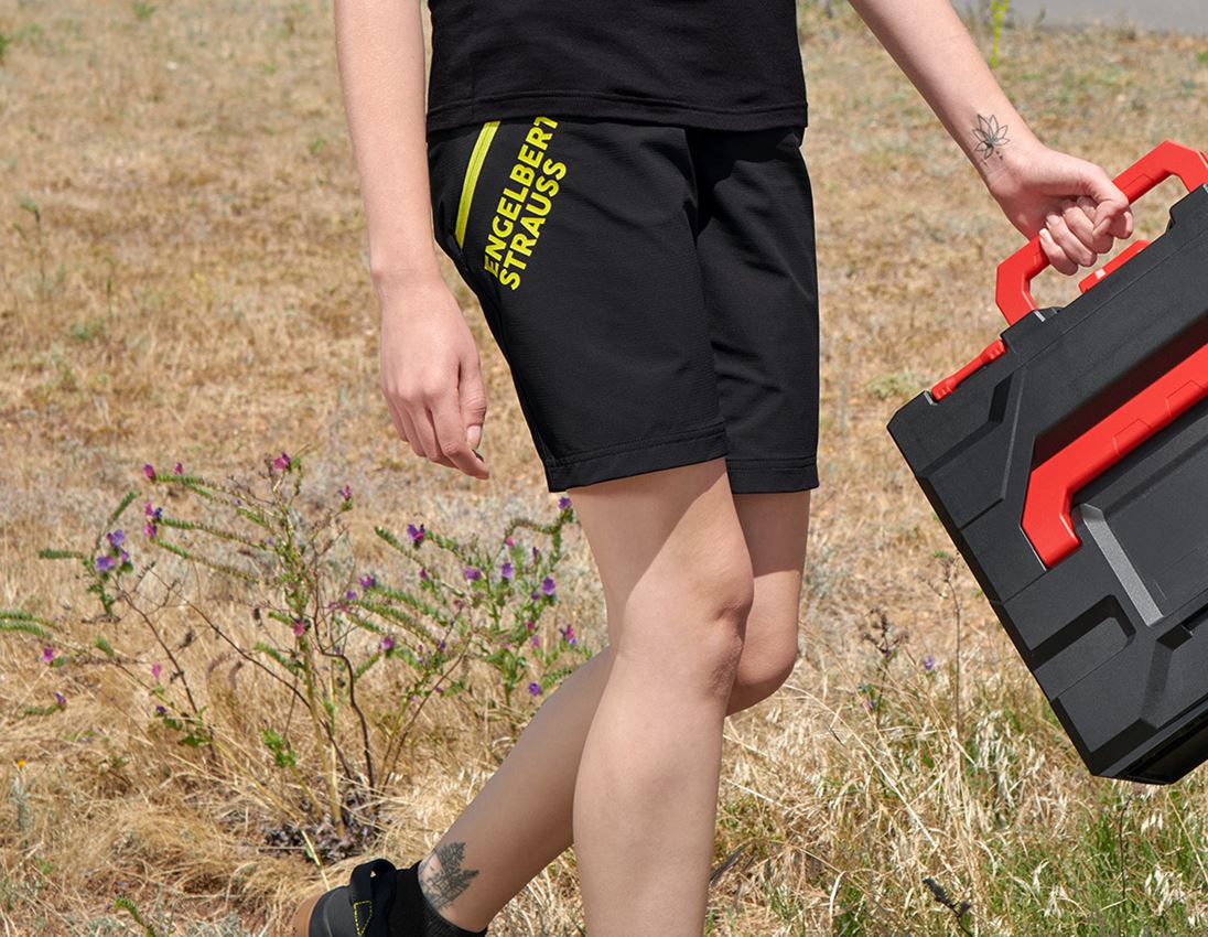 Pantaloni da lavoro: Short funzionali e.s.trail, donna + nero/giallo acido