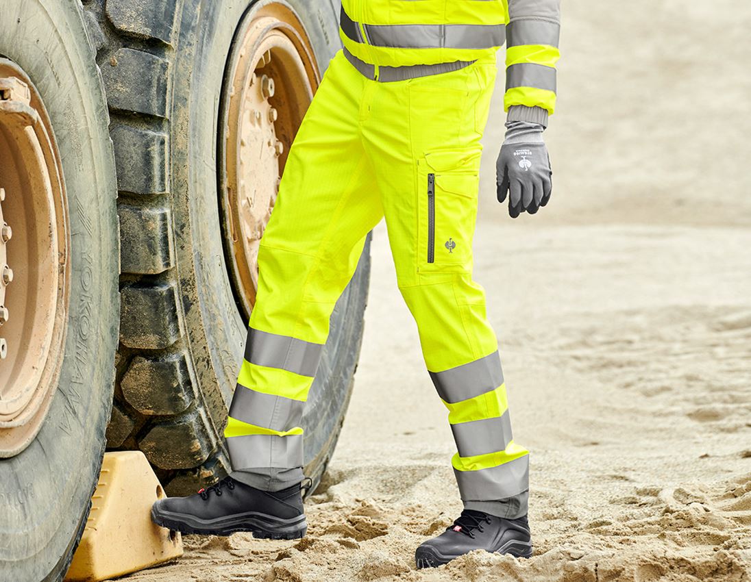 Pantaloni: Pantaloni cargo segnaletici e.s.concrete + giallo fluo/grigio perla