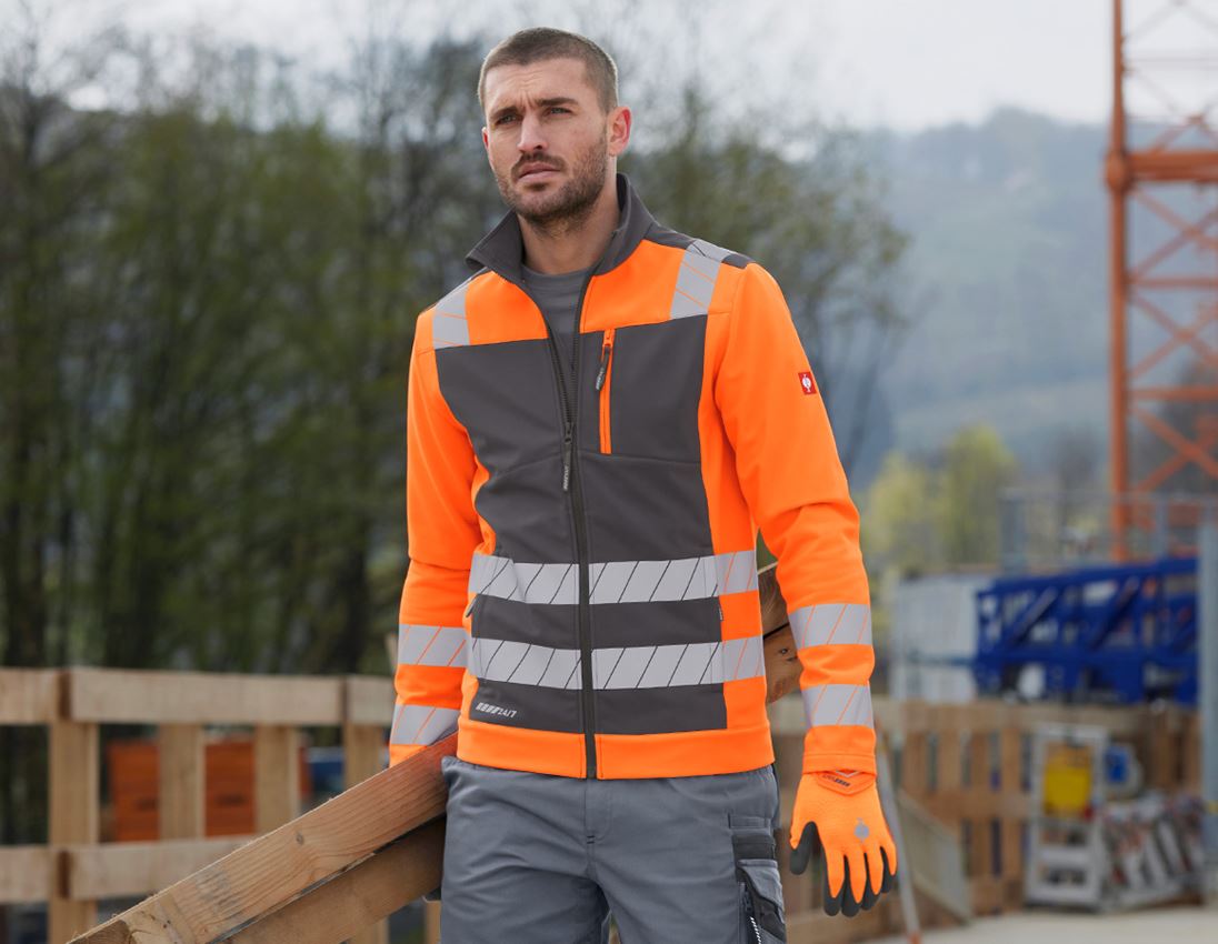 Giacche: Giacca Softshell segnaletica e.s.motion 24/7 + antracite /arancio fluo