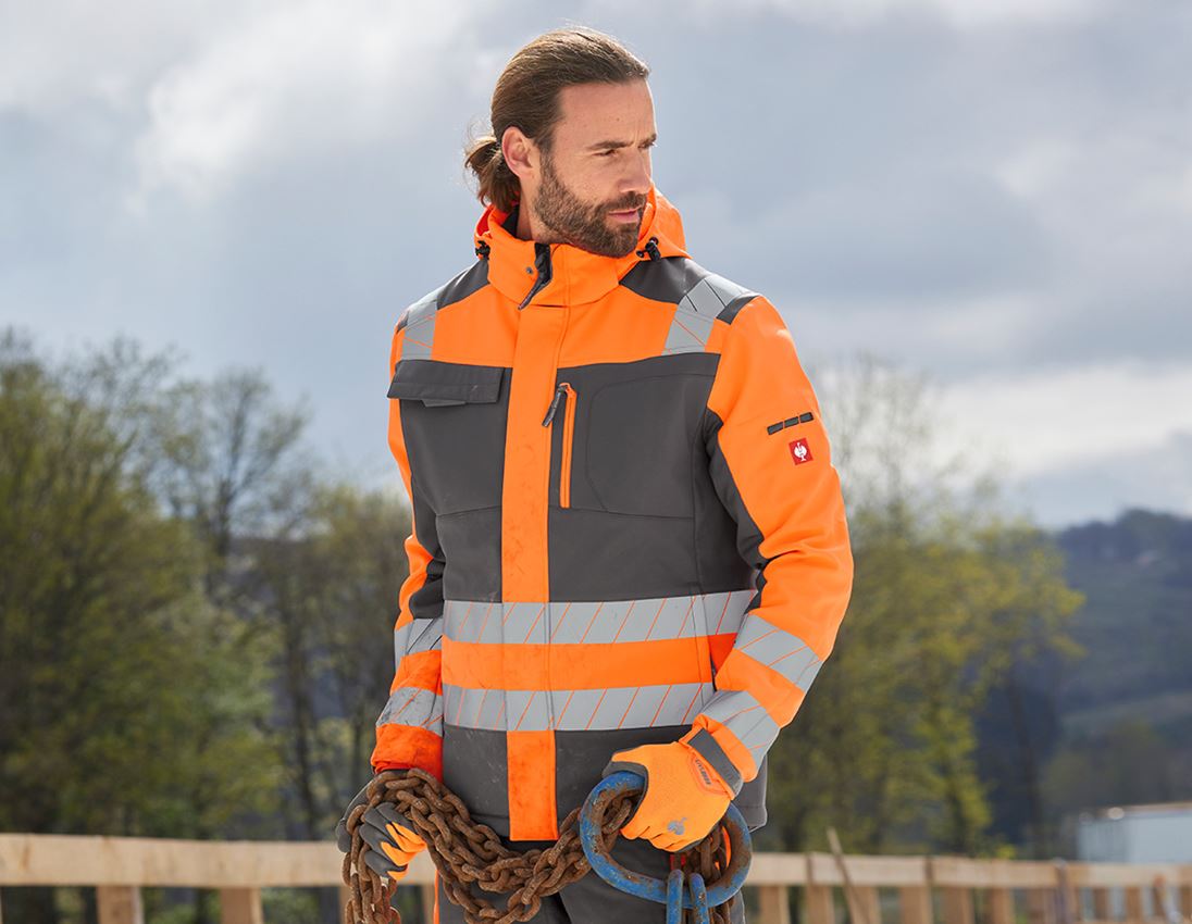 Giacche: Giacca segnaletica inve. Softshell e.s.motion 24/7 + antracite /arancio fluo