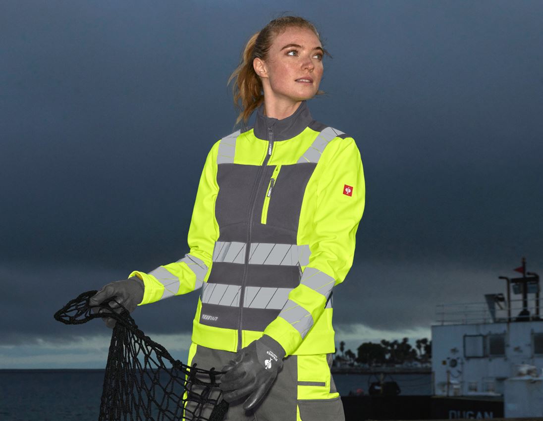 Giacche da lavoro: Giacca Softshell segnaletica e.s.motion 24/7, do. + antracite /giallo fluo