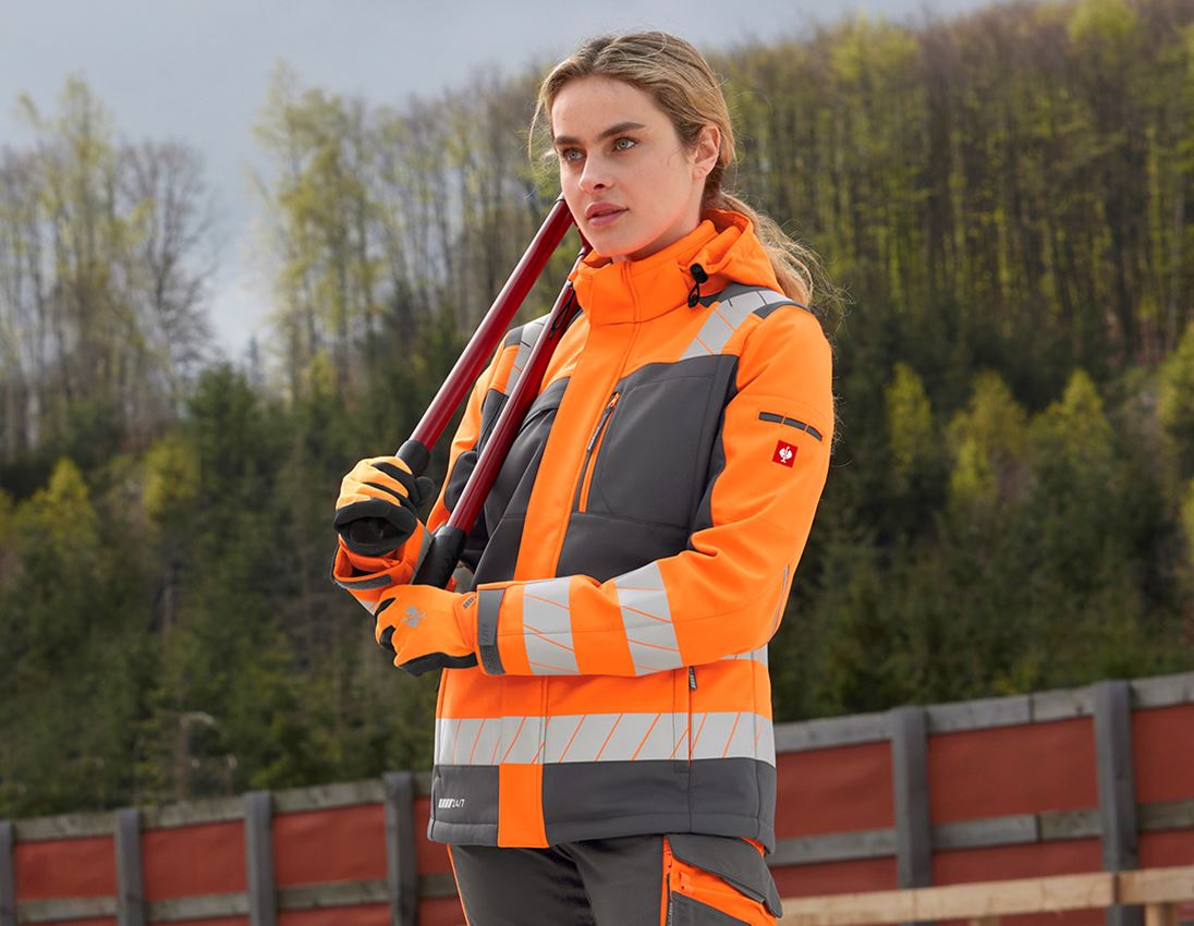 Temi: Giacca seg. inv. Softshell e.s.motion 24/7, donna + antracite /arancio fluo 1