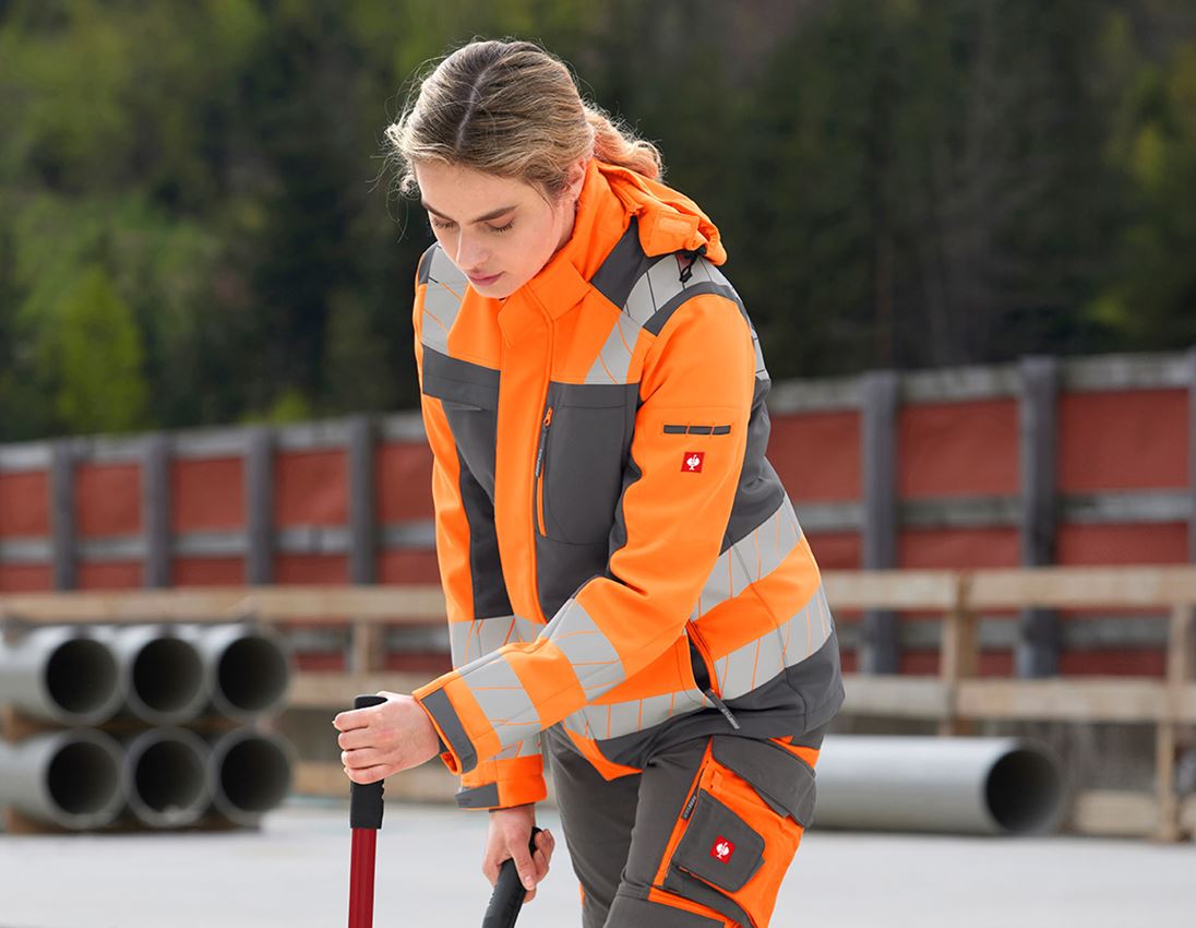 Temi: Giacca seg. inv. Softshell e.s.motion 24/7, donna + antracite /arancio fluo 2