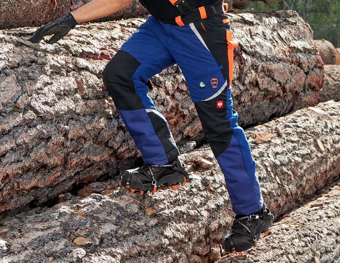 Abbigliamento forestale / antitaglio: e.s. pantaloni antitaglio forestali, KWF + blu reale/arancio fluo
