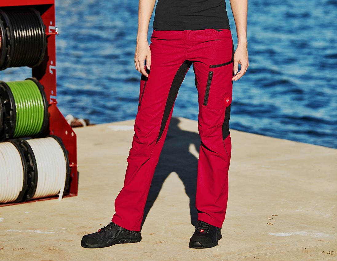 Pantaloni da lavoro: Pantaloni da donna e.s.vision + rosso/nero