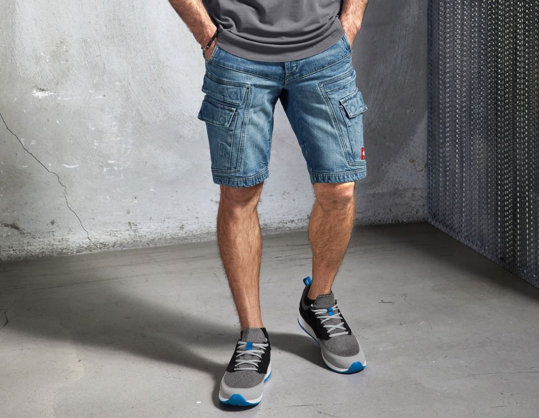 Pantaloni: e.s. Cargo Worker-Jeans-Short POWERdenim + stonewashed