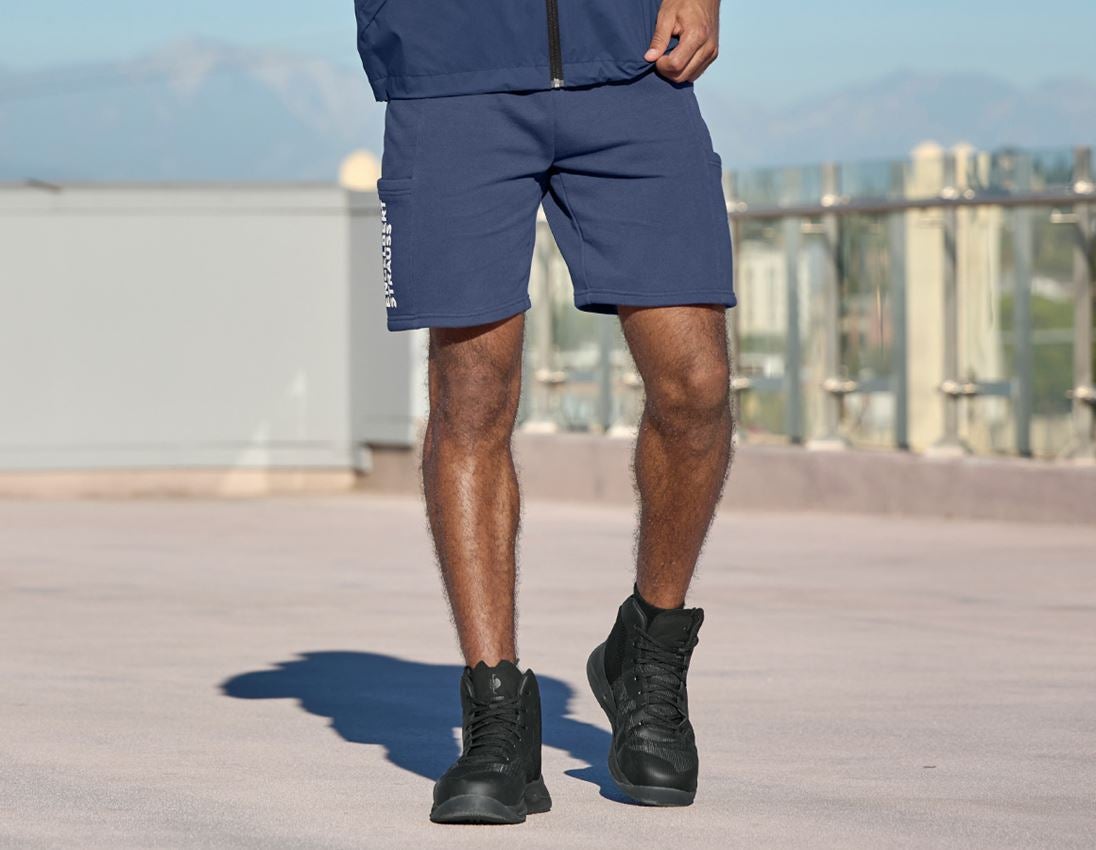 Pantaloni: Sweat short light e.s.trail + blu profondo/bianco