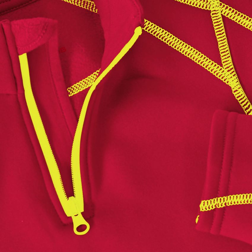 Maglie | Pullover | T-Shirt: Troyer funz. thermo stretch e.s.motion 2020, bamb. + rosso fuoco/giallo fluo 2